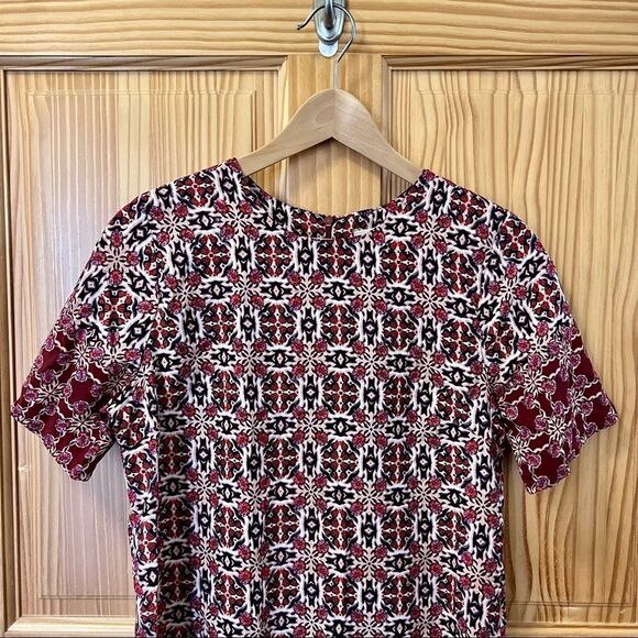 Altar'd State red pink boho tribal floral print short sleeve shift dress medium - Picture 4 of 8